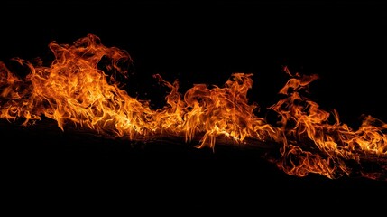 ferocity. Dramatic flames with intense orange and yellow hues isolated against a dark atmospheric background. STEM education sheets, lab safety posters, designed for biotech research communications.