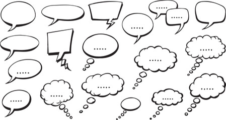 Fototapeta premium Hand Drawn Speech and Thought Bubbles Collection Vector with Ellipses Isolated
