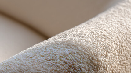 Cloud Dancer Macro view of a creamy white, textured boucle fabric, highlighting its intricate surface and softness. Colour of the Year 2026