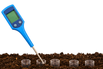 Digital soil pH meter used for testing acidity in the garden on a transparent background