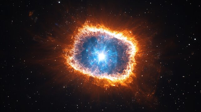 remnants. Celestial fireworks of concentric supernova rings in vibrant colors, illustrating stellar explosions. STEM education sheets.