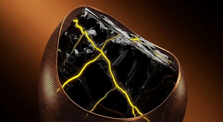 Abstract concept of cracked dark matter within a metallic exoskeleton sphere