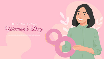 Background of a woman designed in hand drawn style for Women's Day celebration