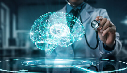 Cutting-Edge Laboratory Research with Gloved Scientist Using Pipette, Advanced Biotechnology Interface, Digital Chemical Structures, Futuristic Blue Tech Overlay, High-Tech Medical Innovation Backgrou