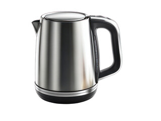 Modern stainless steel electric kettle on a transparent background cutout