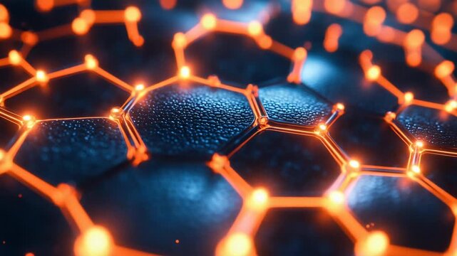 Abstract close-up of glowing hexagonal pattern