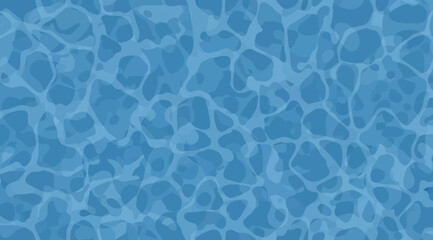 Blue water surface with dynamic light reflections, abstract pattern of interconnected shapes, close-up pool texture, natural beauty of sunlight refracting through moving liquid, minimalist background