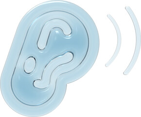 Ear Icon with Sound Waves Minimal symbol Gel Blue