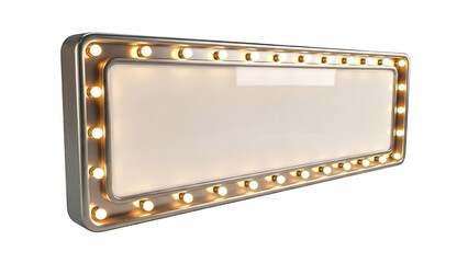Vintage hollywood style mirror with lights around the frame isolated on transparent background