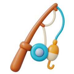 3d modern travel fishing rod with bobber and hook for ocean angling and strong fish handling © Yumo