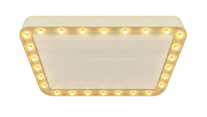 Vintage style movie marquee board with light bulbs isolated on transparent background