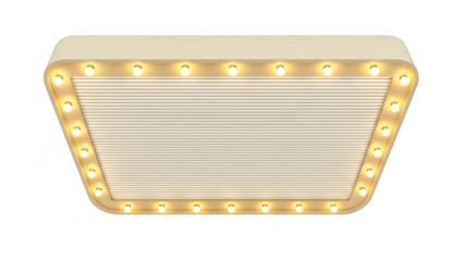 Vintage style movie marquee board with light bulbs isolated on transparent background