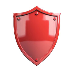 Elegant Red Shield Emblem with Metallic Finish and Transparent Background