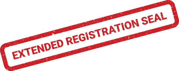 Official red grunge rubber stamp showing EXTENDED REGISTRATION SEAL for certifying documents and official records