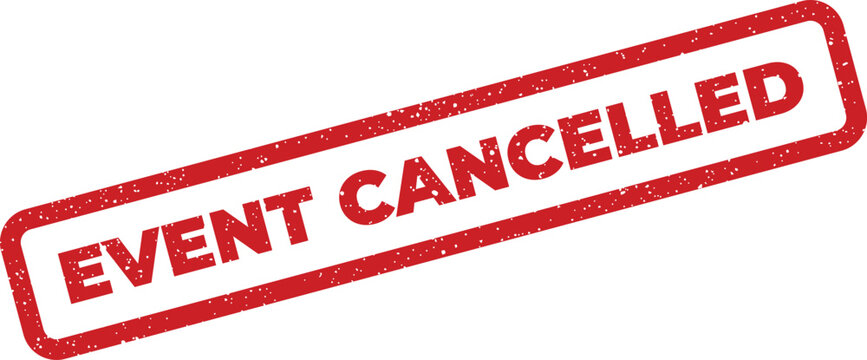 Official textured rubber stamp impression with a distinct message indicating an event is cancelled