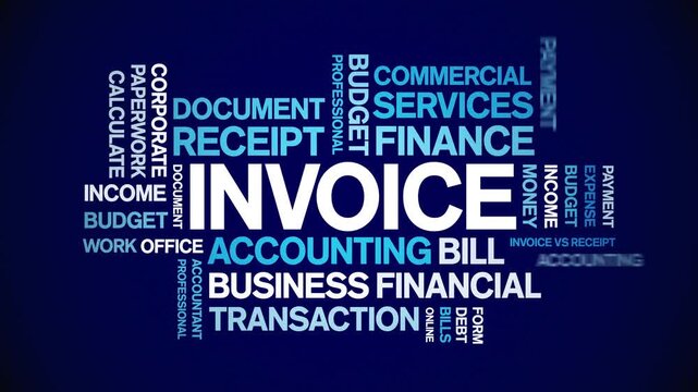 invoice animated word cloud-text design animation tag kinetic typography seamless loop.