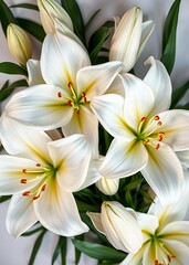 Fototapeta premium A top down view of a condolence card featuring white lilies with ample blank space for images funeral flowers grief death flower loss ceremony floral sadness cemetery mourning dead