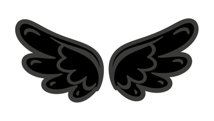 Hand Drawn Sketch Style Bird Wings Pair, Vintage Feather Detail Vector