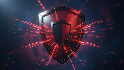 Medium shot featuring a digital firewall interface actively blocking malicious network traffic to safeguard sensitive information from cyber attacks. Cybersecurity / Digital Security