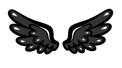 Angel Wings Vector Illustration Isolated on White Background for Tattoo and Logo Design