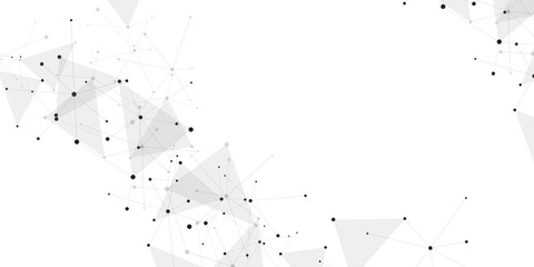 Abstract geometric background with connecting dots and lines with low poly triangle shapes. Polygonal Mesh Background Vector design digital technology concept Global network connection data structure.