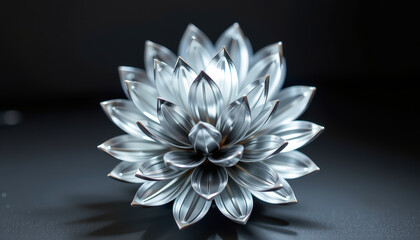 Metallic Lotus Flower Sculpture with Modern Design