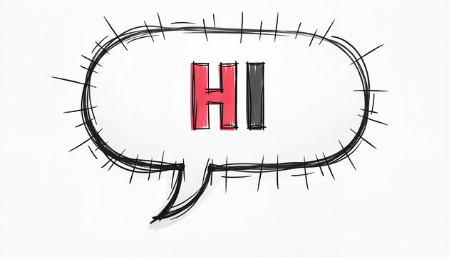 Sketch of speech bubble with "Hi" for International Mother Language Day - Powered by Adobe