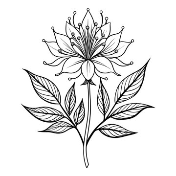 minimal cleome serrulata line art flower vector