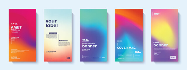 Set of modern vibrant colorful gradient posters template Abstract designs with sample text elements. Collection of abstract modern background.