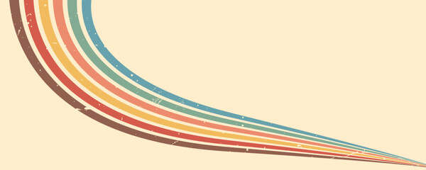 Stripe rainbow groovy. Playful geometric backdrop with colorful arches and retro patterns. Art prints and wall design. Vintage vector illustration.