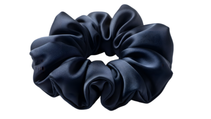 Abstract dark blue fabric folds isolated on transparent background