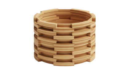 Detailed woven wooden bracelet isolated on transparent background