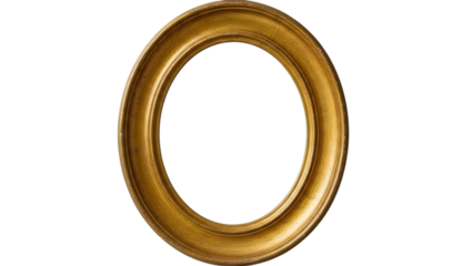 Golden oval frame isolated on transparent background