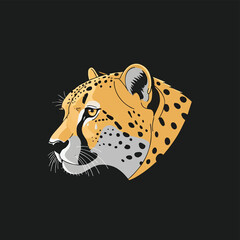 Majestic Cheetah Head Profile Wild Animal Illustration