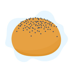 Soft bakery mood with golden bun topped with poppy seeds, bun texture creating fresh homemade vibe, inviting visual perfect for cozy food inspiration.