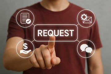 Concept of online electronic request. Business Web Online Submission Service