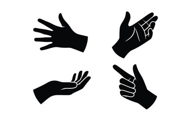 Obraz premium Four black hand silhouettes in different gestures on white