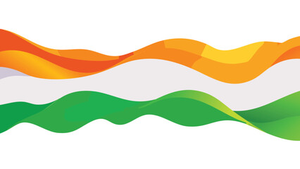 Republic day long flag waves elements Flowing abstract waves in Indian flag colors vector background.