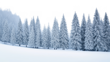 Snowy trees create a tranquil winter scene, created AI, PNG