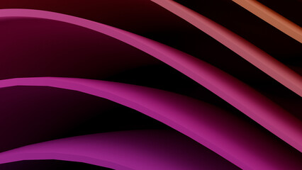 Abstract Purple and Orange Wavy Ribbons 3D Background