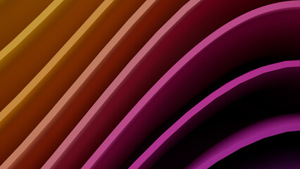 Abstract Purple and Orange Wavy Ribbons 3D Background