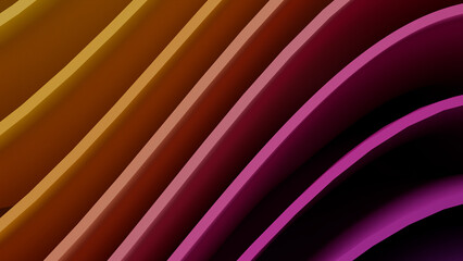 Abstract Purple and Orange Wavy Ribbons 3D Background
