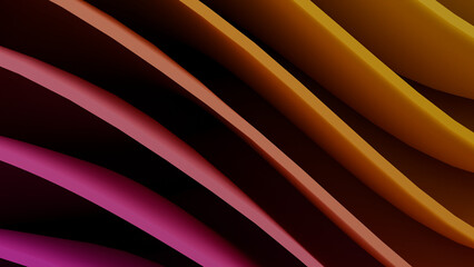 Abstract Purple and Orange Wavy Ribbons 3D Background