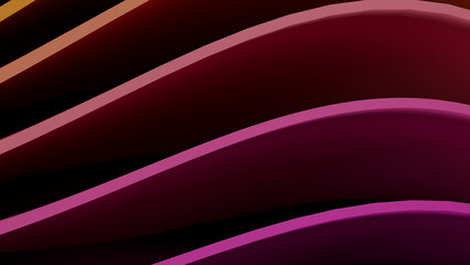 Abstract Purple and Orange Wavy Ribbons 3D Background