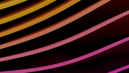 Abstract Purple and Orange Wavy Ribbons 3D Background