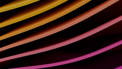 Abstract Purple and Orange Wavy Ribbons 3D Background