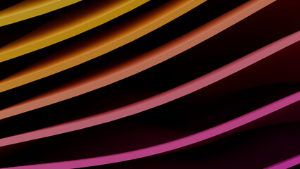 Abstract Purple and Orange Wavy Ribbons 3D Background