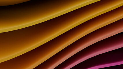 Abstract Purple and Orange Wavy Ribbons 3D Background