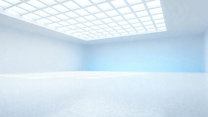 Bright and empty modern interior space with grid ceiling