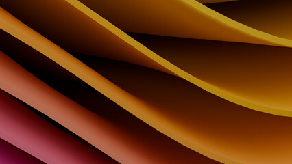Abstract Purple and Orange Wavy Ribbons 3D Background